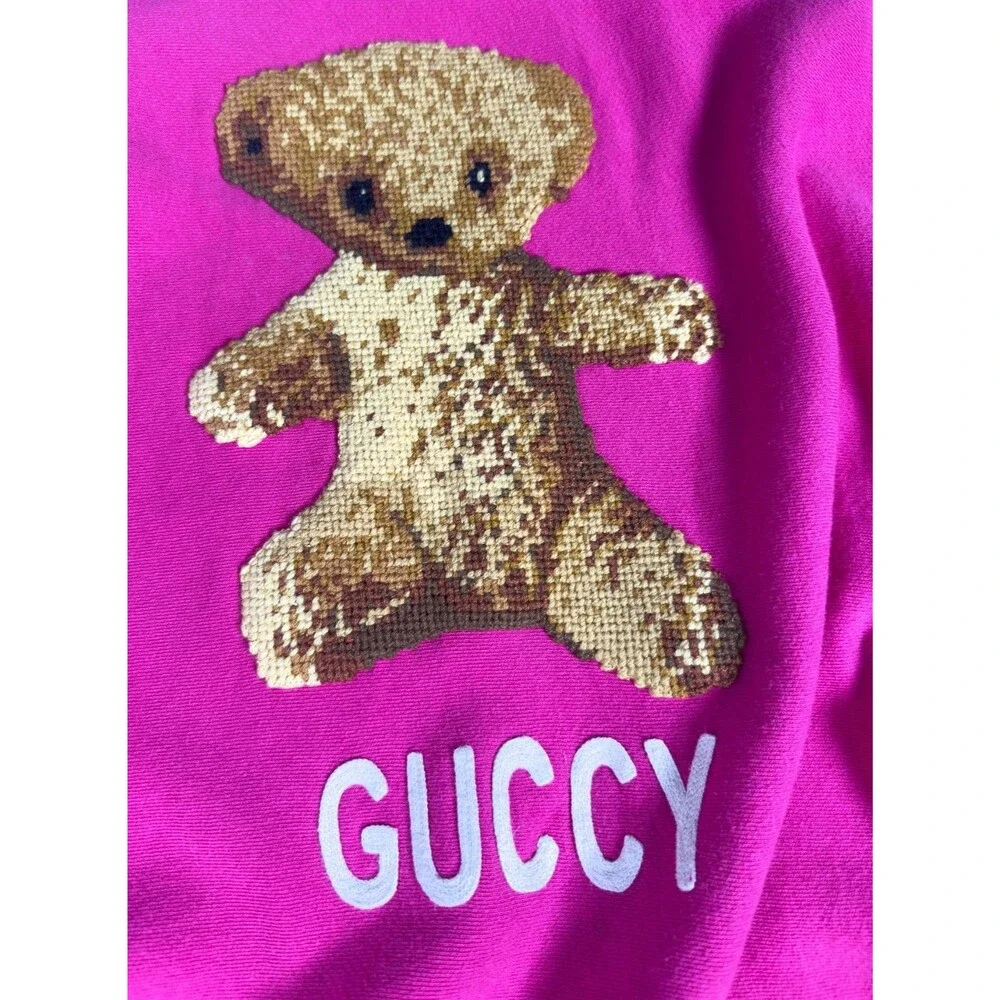 Authentic Gucci Pink Embroidered Teddy Bear Sweater XXXL